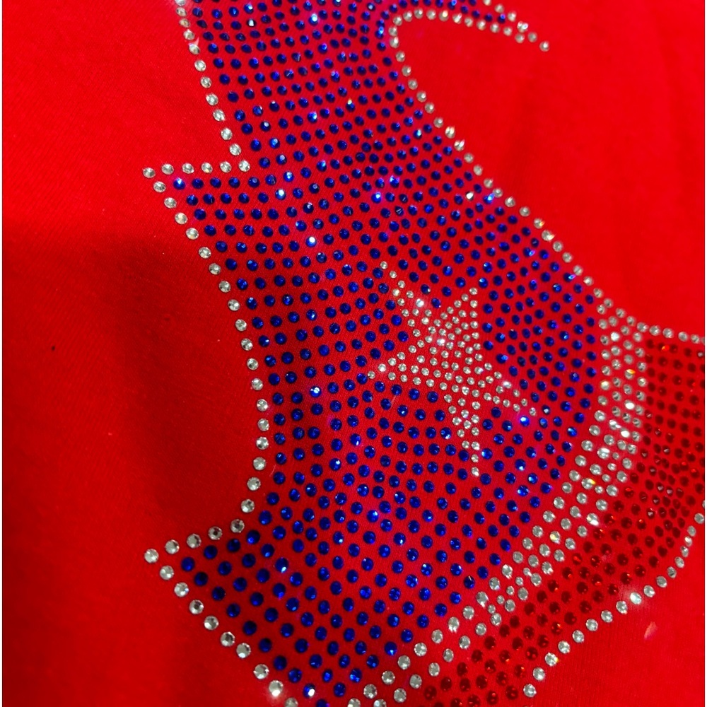 Custom Red rhinestones game day, sweatshirt.